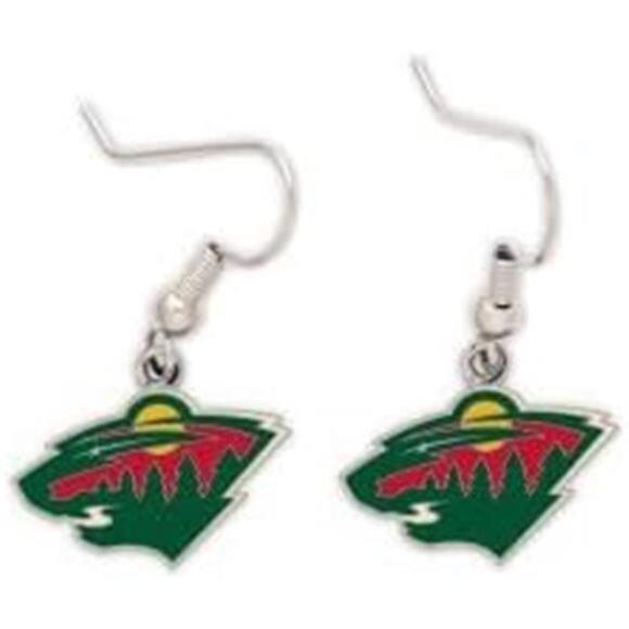 NEW WOMENS MINNESOTA WILD EARRINGS NHL DANGLE DROP - Picture 2 of 2